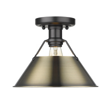 Golden 3306-FM BLK-AB - Yep by Golden Lighting Orwell 1-light Flush Mount in Matte Black and Aged Brass shade